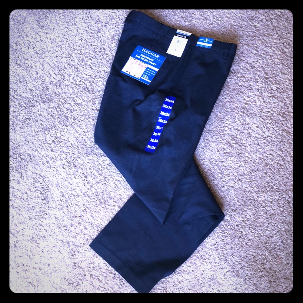 NWT Men’s Haggar 36W x 34L blue patterned slacks